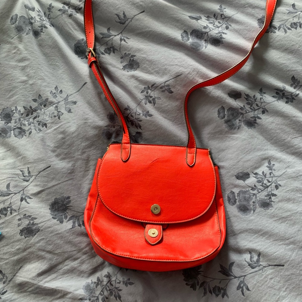 Red leather crossbody bag